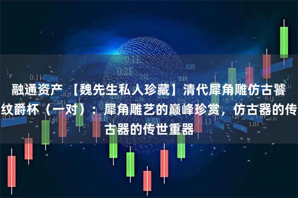 融通资产 【魏先生私人珍藏】清代犀角雕仿古饕餮螭龙纹爵杯（一对）：犀角雕艺的巅峰珍赏，仿古器的传世重器
